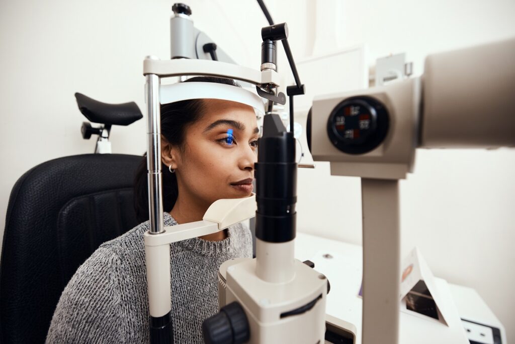 Patient undergoing eye examination